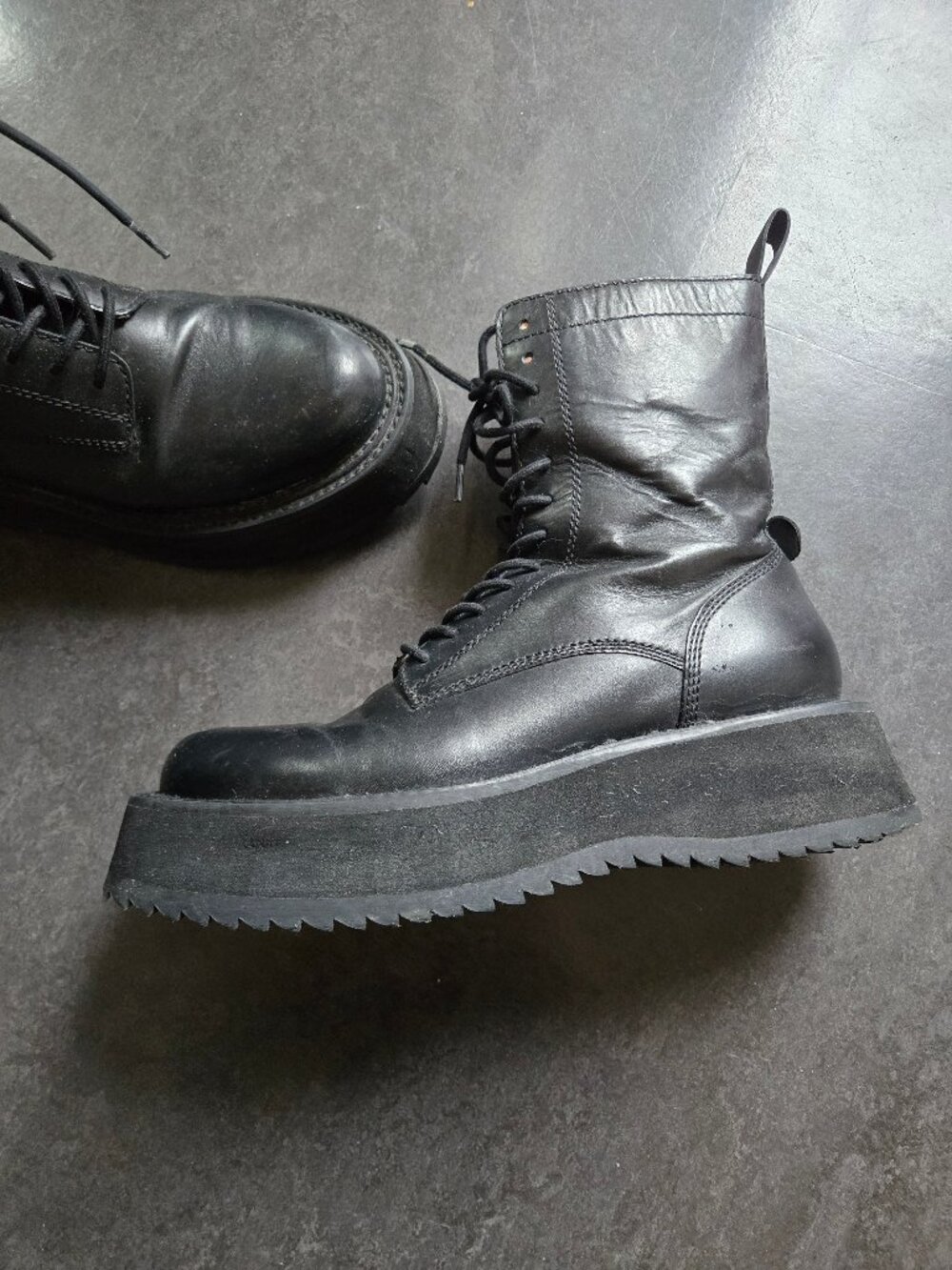 Leather Platform Combat boots